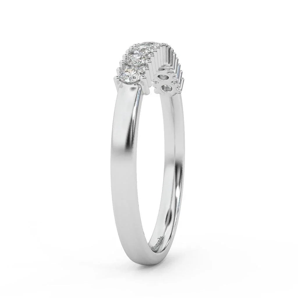 2.0MM Claw Set Round Diamond Half Eternity Ring - 0.40 Carat