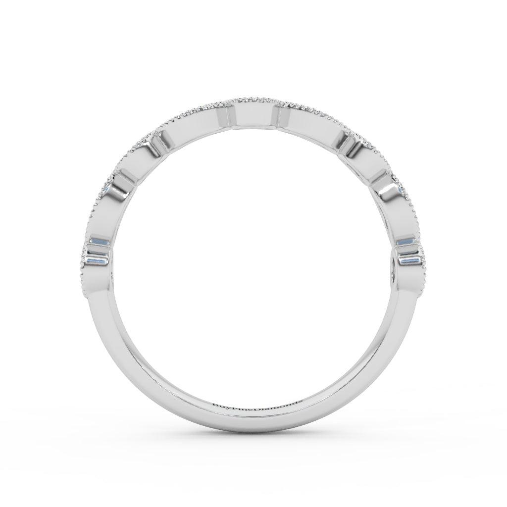 Natural Round & Marquise Diamond Half Eternity Wedding Ring - 0.70 Carat