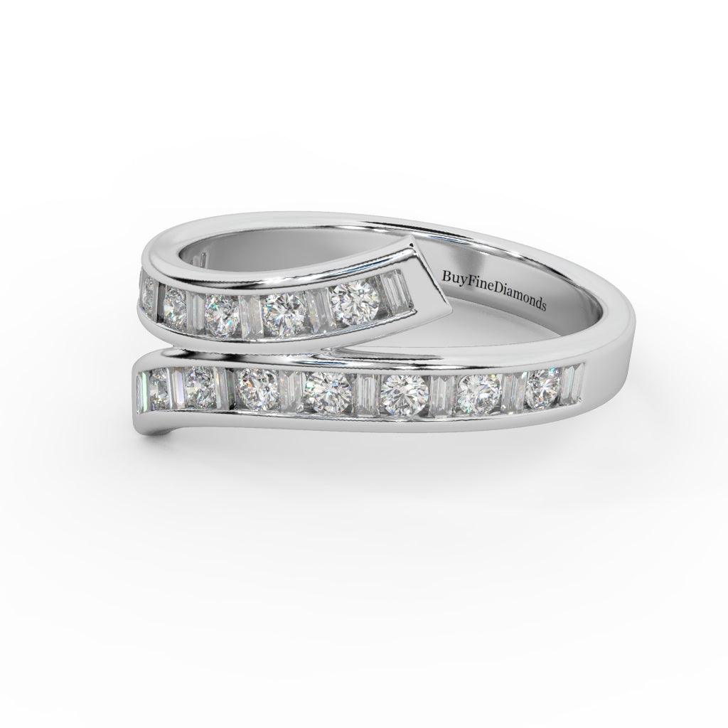 Natural Round & Baguette Diamond Designer Eternity Ring- 0.70 Carat