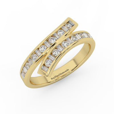 Natural Round & Baguette Diamond Designer Eternity Ring- 0.70 Carat