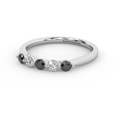 NATURAL BLACK & WHITE DIAMOND STYLISH WOMEN'S RING - 0.40 CARAT