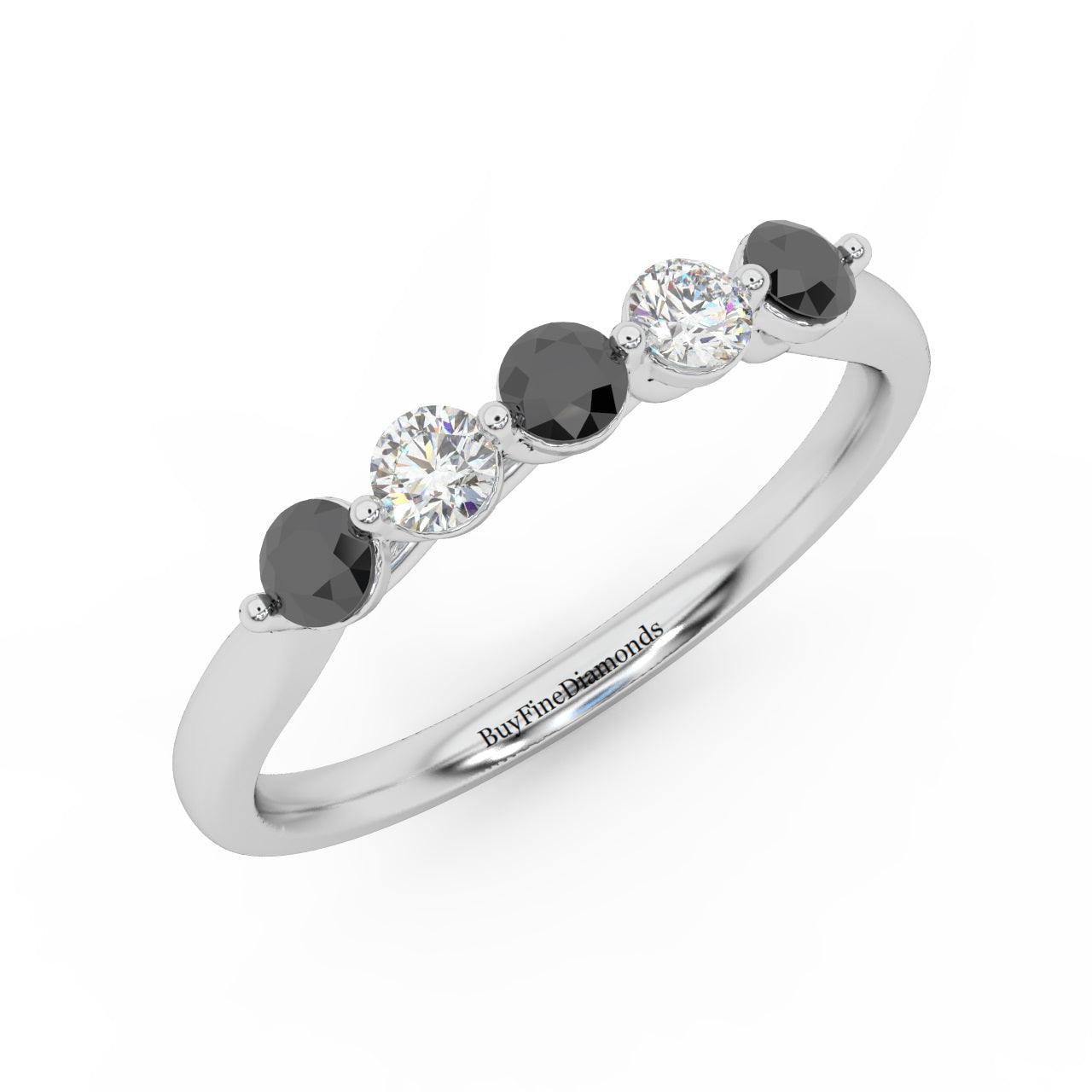 NATURAL BLACK & WHITE DIAMOND STYLISH WOMEN'S RING - 0.40 CARAT