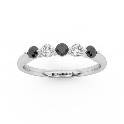 NATURAL BLACK & WHITE DIAMOND STYLISH WOMEN'S RING - 0.40 CARAT