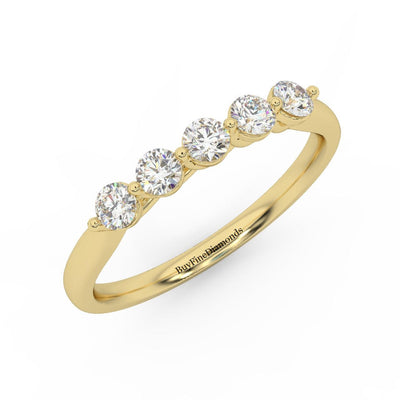 Five Lab Grown Diamond Anniversary Ring For Women in Gold / Platinum 0.50Ct