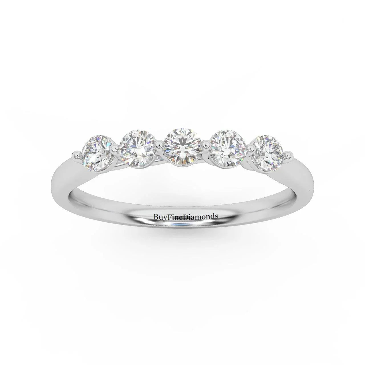 Five Lab Grown Diamond Anniversary Ring For Women in Gold / Platinum 0.50Ct