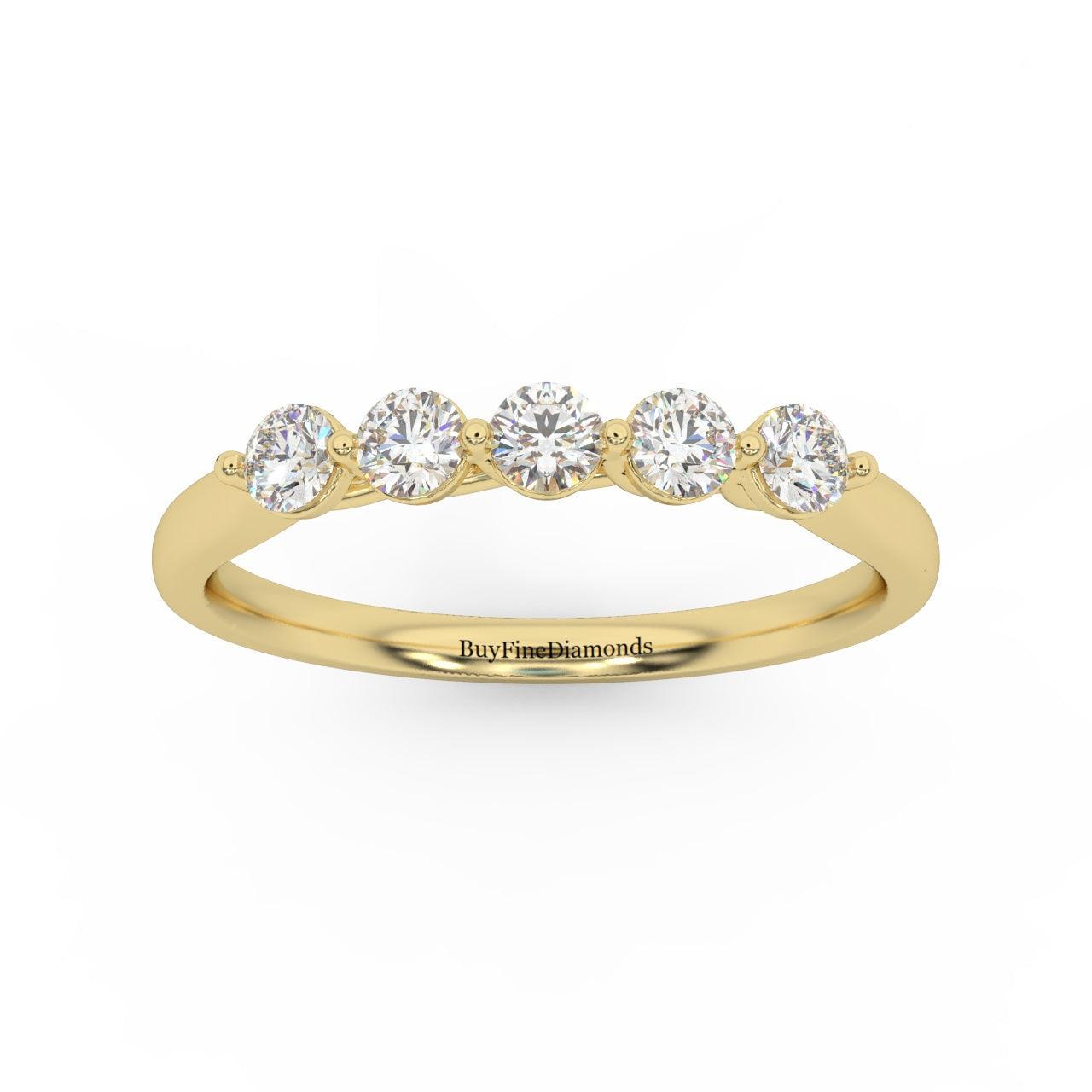 Five Lab Grown Diamond Anniversary Ring For Women in Gold / Platinum 0.50Ct