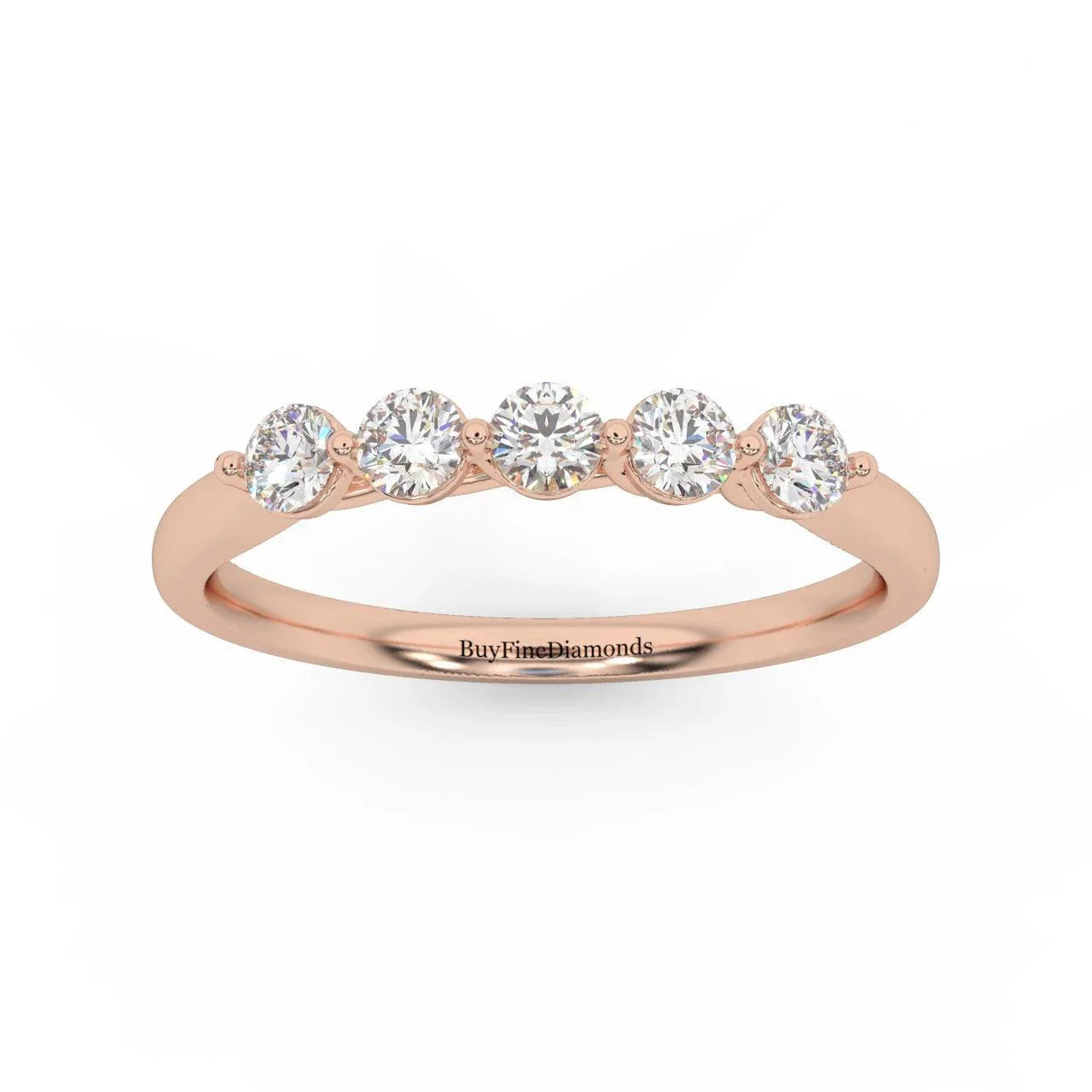 Five Lab Grown Diamond Anniversary Ring For Women in Gold / Platinum 0.50Ct