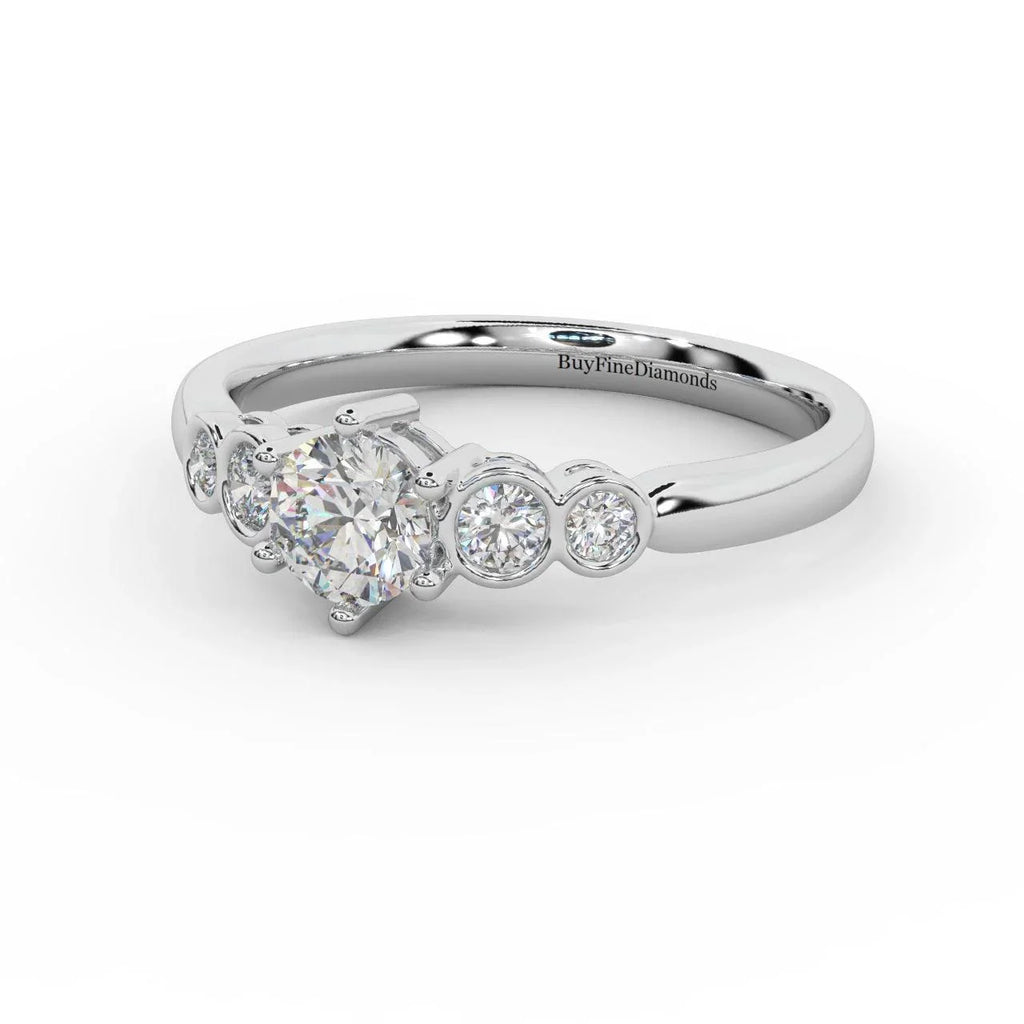 0.60 Ct Natural Round Diamond Engagement Ring With Side Stone, Platinum , 9K, 18K Gold
