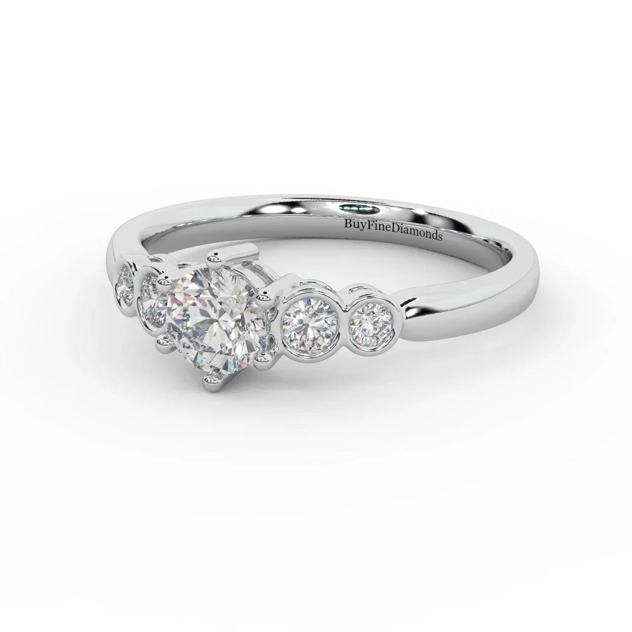 0.60 Ct Natural Round Diamond Engagement Ring With Side Stone, Platinum , 9K, 18K Gold