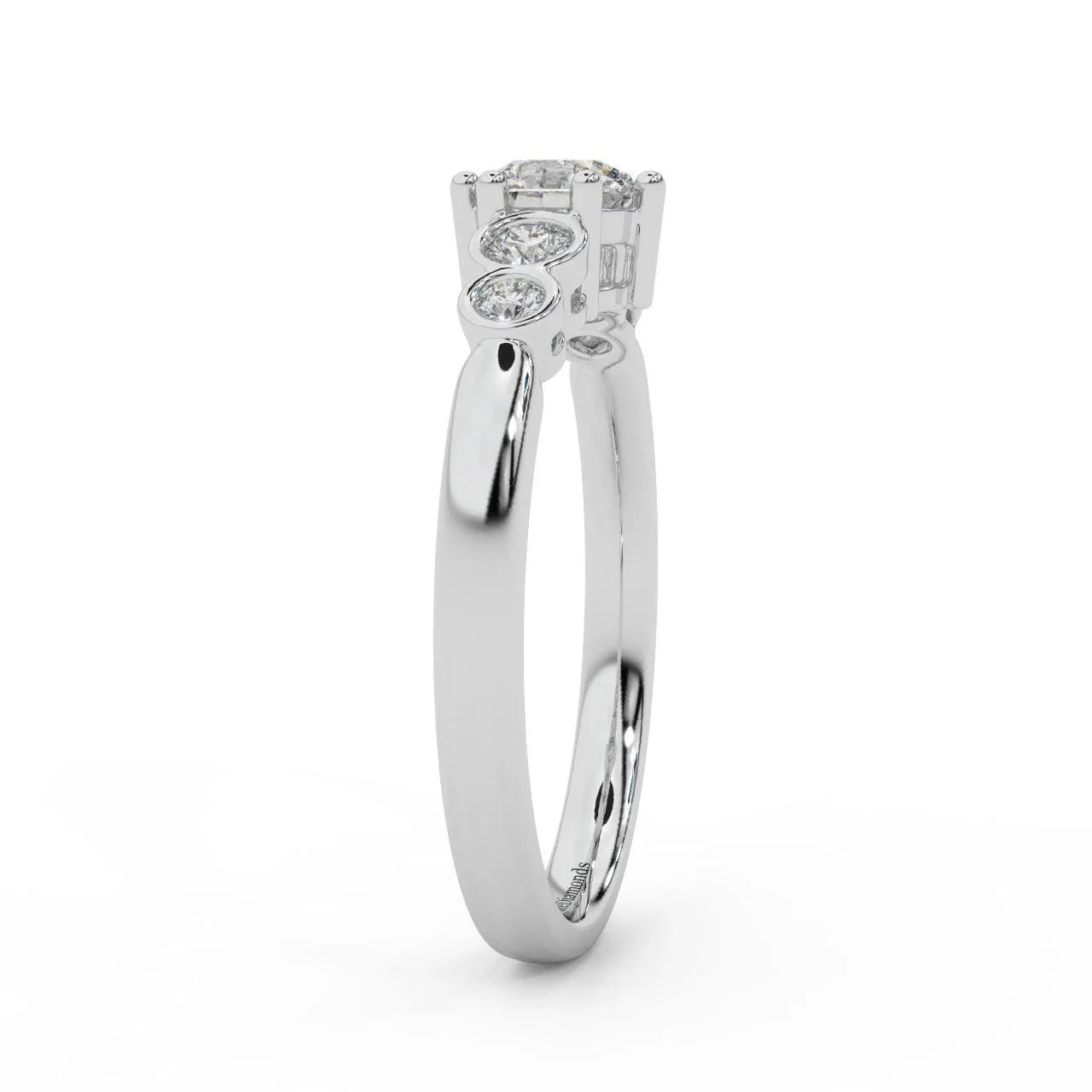 0.60 Ct Natural Round Diamond Engagement Ring With Side Stone, Platinum , 9K, 18K Gold