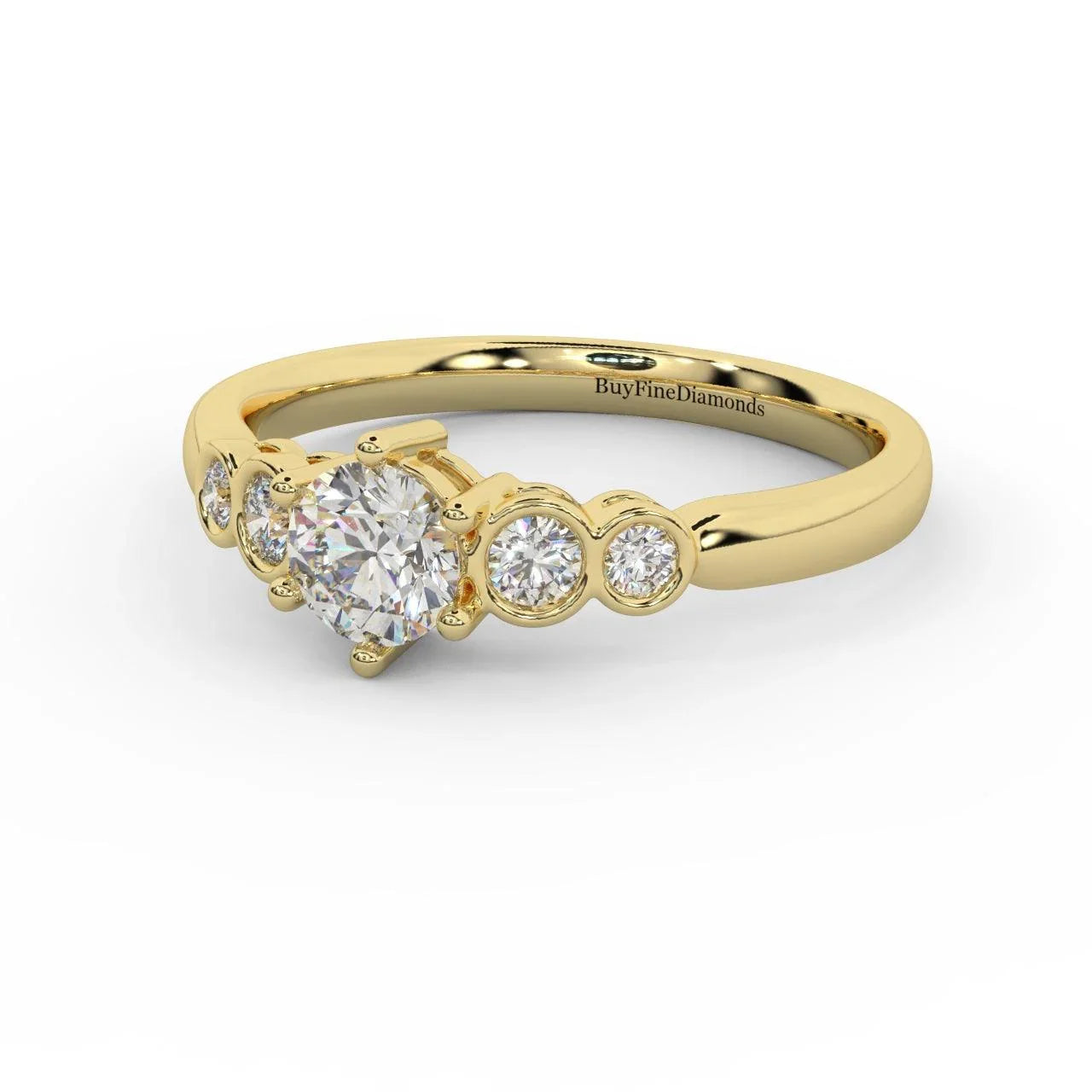 0.60 Ct Natural Round Diamond Engagement Ring With Side Stone, Platinum , 9K, 18K Gold