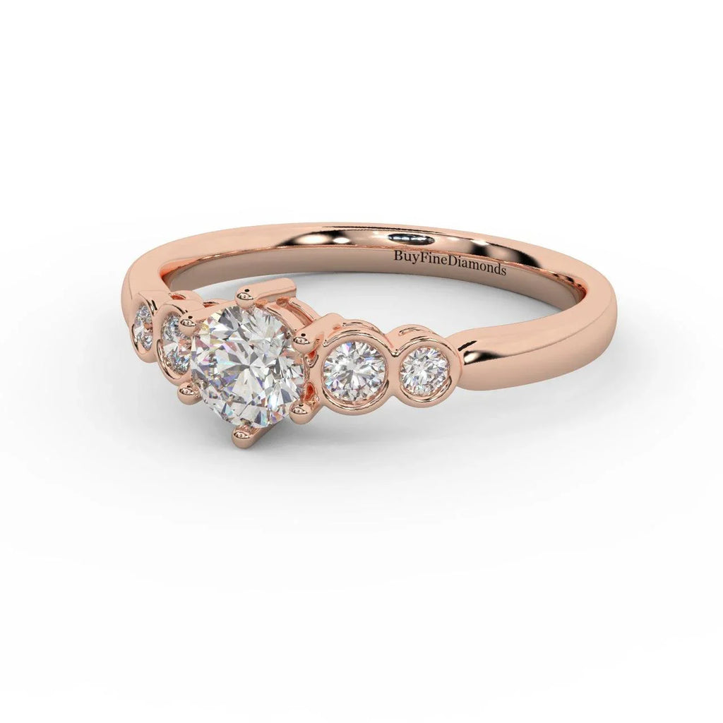 0.60 Ct Natural Round Diamond Engagement Ring With Side Stone, Platinum , 9K, 18K Gold