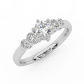 0.60 Ct Natural Round Diamond Engagement Ring With Side Stone, Platinum , 9K, 18K Gold