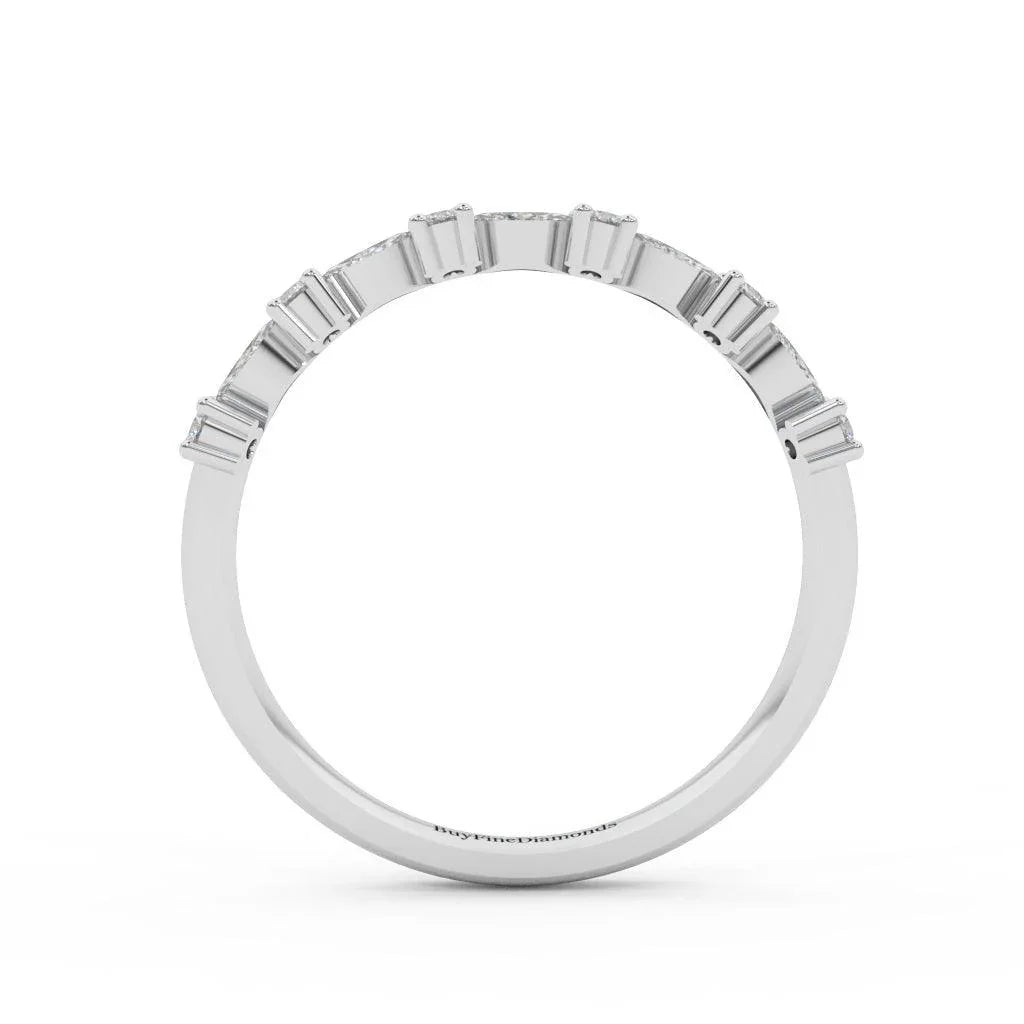 Natural Marquise & Round Diamond Designer Wedding Ring For Women - 0.55 Carat