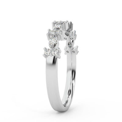 Natural Marquise & Round Diamond Designer Wedding Ring For Women - 0.55 Carat