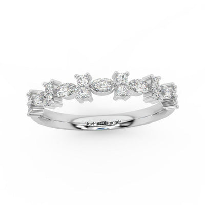 Natural Marquise & Round Diamond Designer Wedding Ring For Women - 0.55 Carat