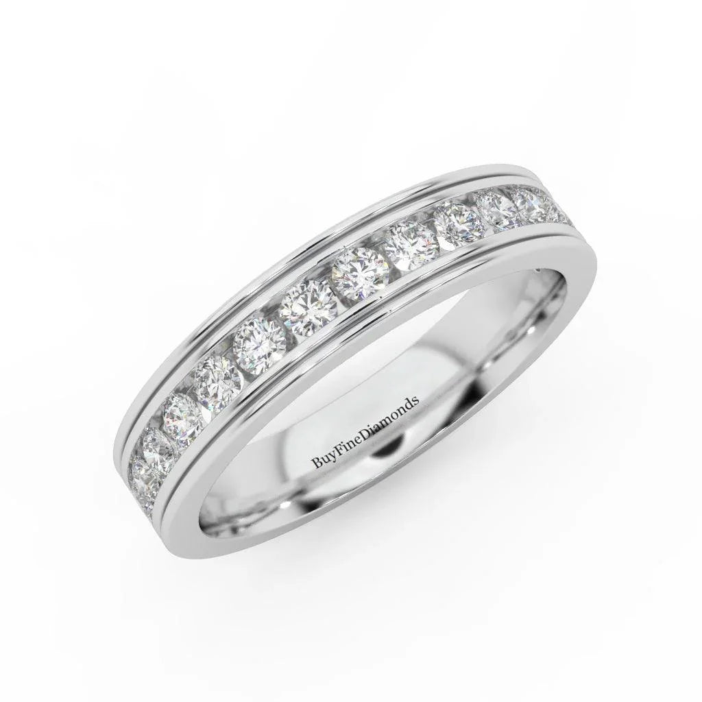 4MM Channel Set Natural Round Diamond Wedding Band Ring - 0.65 Carat