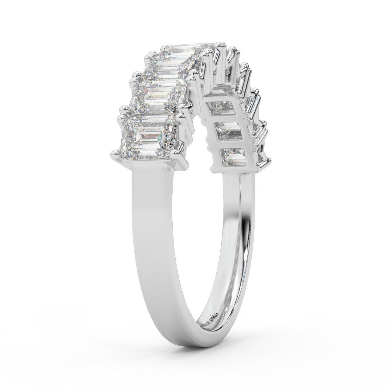 Natural Emerald Cut Women's Diamond Half Eternity Ring - 1.20 Carat