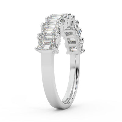 Natural Emerald Cut Women's Diamond Half Eternity Ring - 1.20 Carat