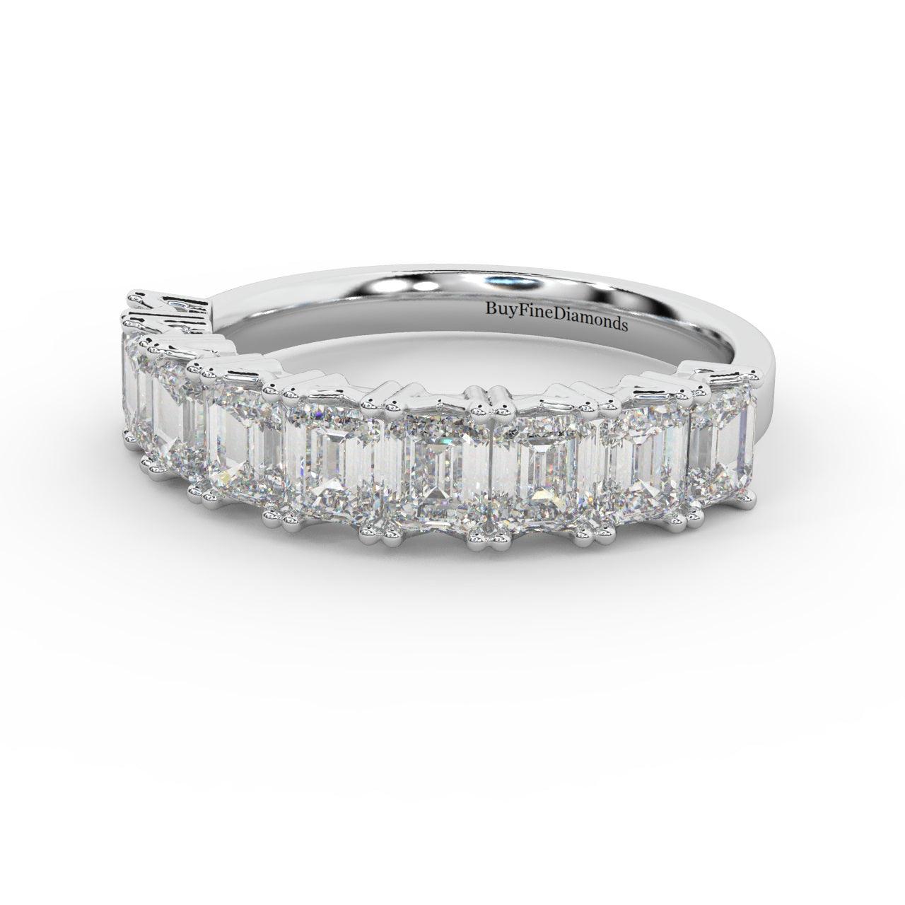 Natural Emerald Cut Women's Diamond Half Eternity Ring - 1.20 Carat