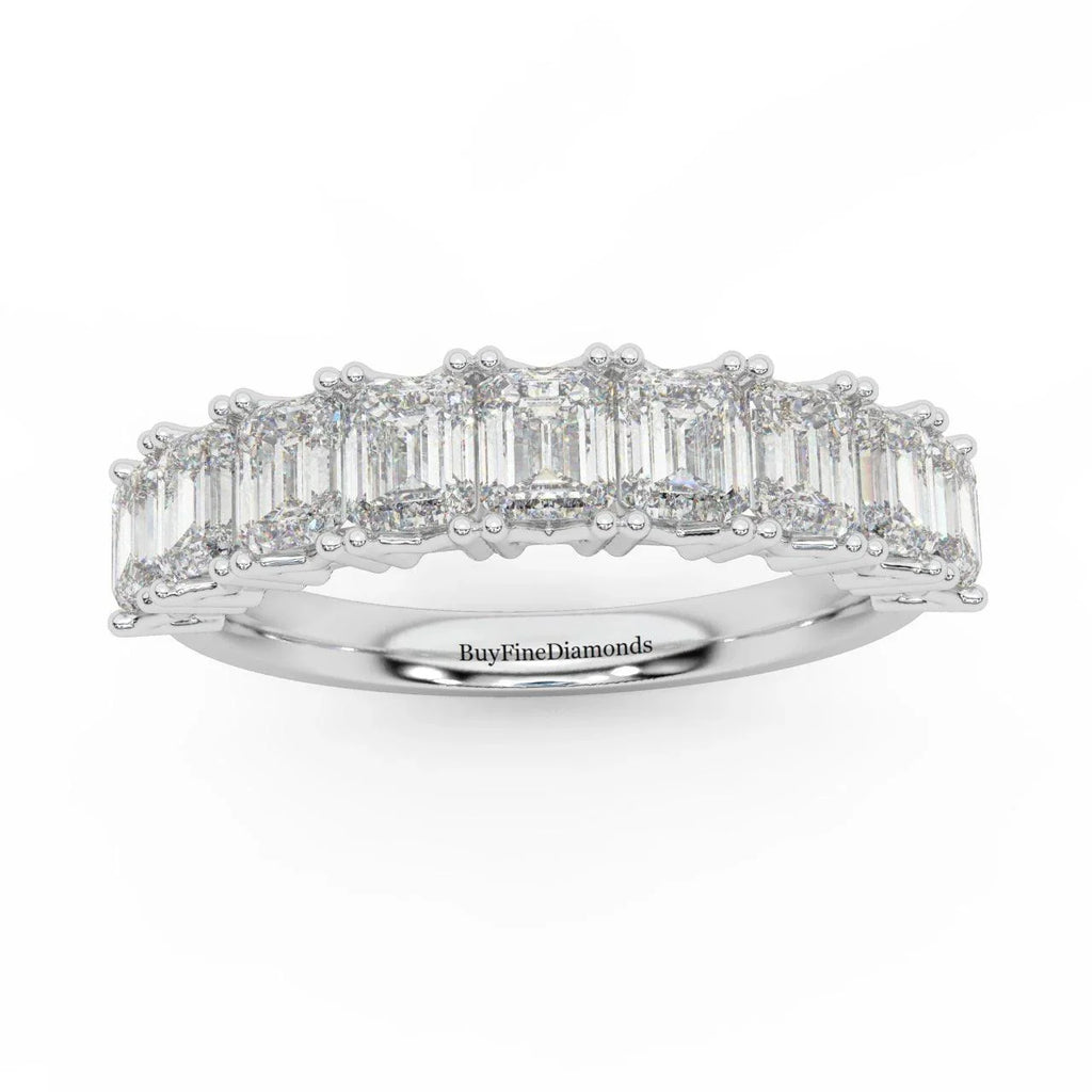 Natural Emerald Cut Women's Diamond Half Eternity Ring - 1.20 Carat