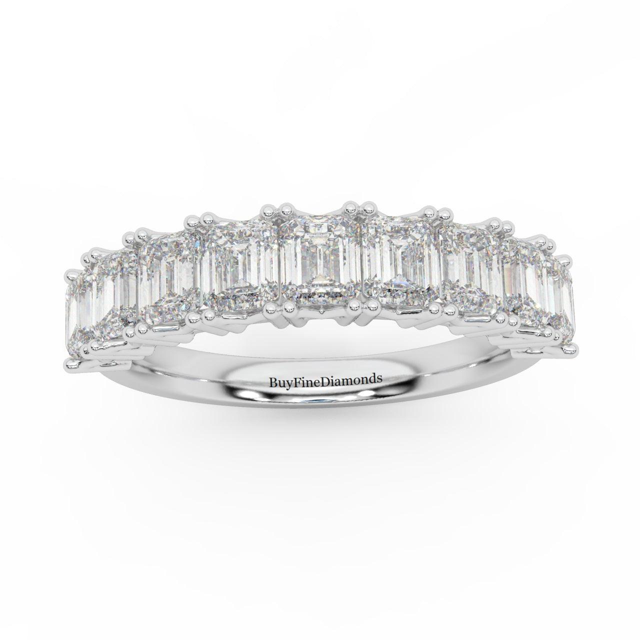 Natural Emerald Cut Women's Diamond Half Eternity Ring - 1.20 Carat