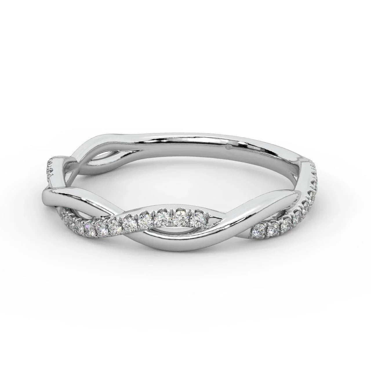 Petite Twist Natural Round Diamond stackable Half Eternity Ring - 0.25 Carat - Amada Diamonds