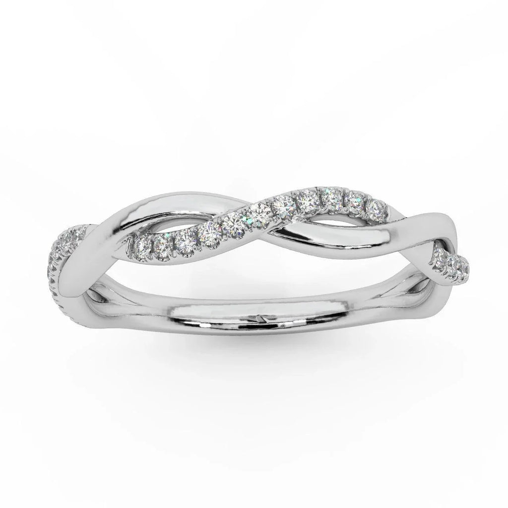 Petite Twist Natural Round Diamond stackable Half Eternity Ring - 0.25 Carat - Amada Diamonds