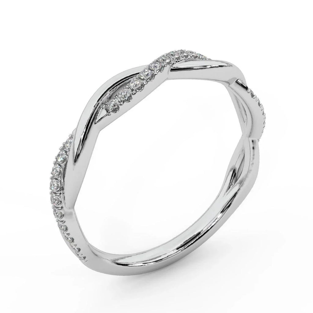 Petite Twist Natural Round Diamond stackable Half Eternity Ring - 0.25 Carat - Amada Diamonds