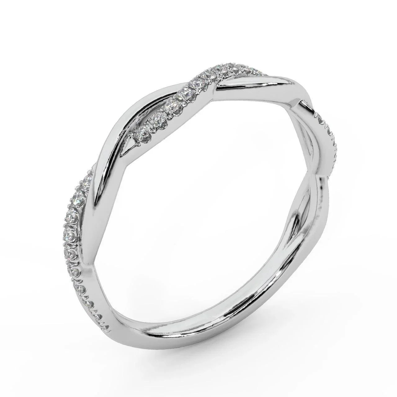 Petite Twist Natural Round Diamond stackable Half Eternity Ring - 0.25 Carat - Amada Diamonds