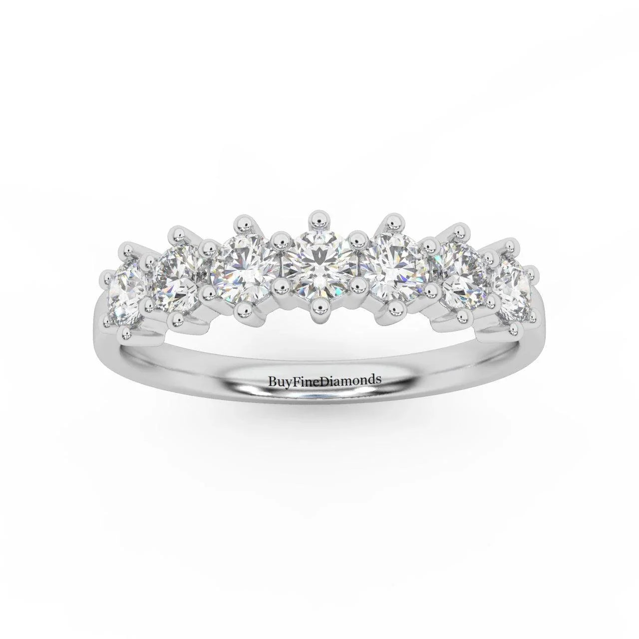 Natural 7 Round Diamond Women's Wedding Ring - 0.65 Carat