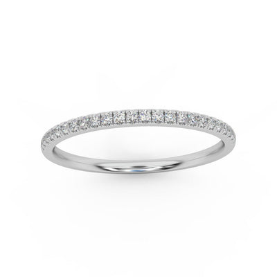 Clearance ! Platinum D/VS Round Diamond Micro Pave Set Half Eternity Ring 1.6mm - 2.5mm