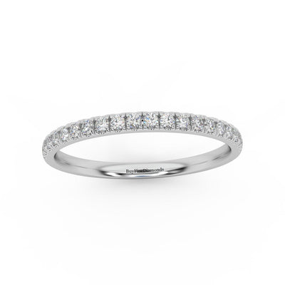 Clearance ! Platinum D/VS Round Diamond Micro Pave Set Half Eternity Ring 1.6mm - 2.5mm