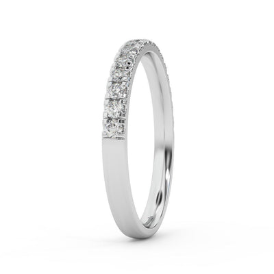 1/3ct Round Diamond Micro Pave Set Half Eternity Ring in White, Yellow, Rose Gold - Amada Diamonds