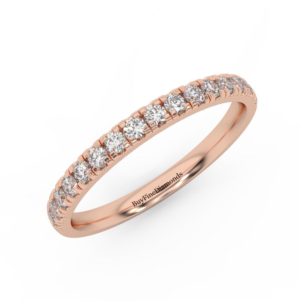 1/3ct Round Diamond Micro Pave Set Half Eternity Ring in White, Yellow, Rose Gold - Amada Diamonds