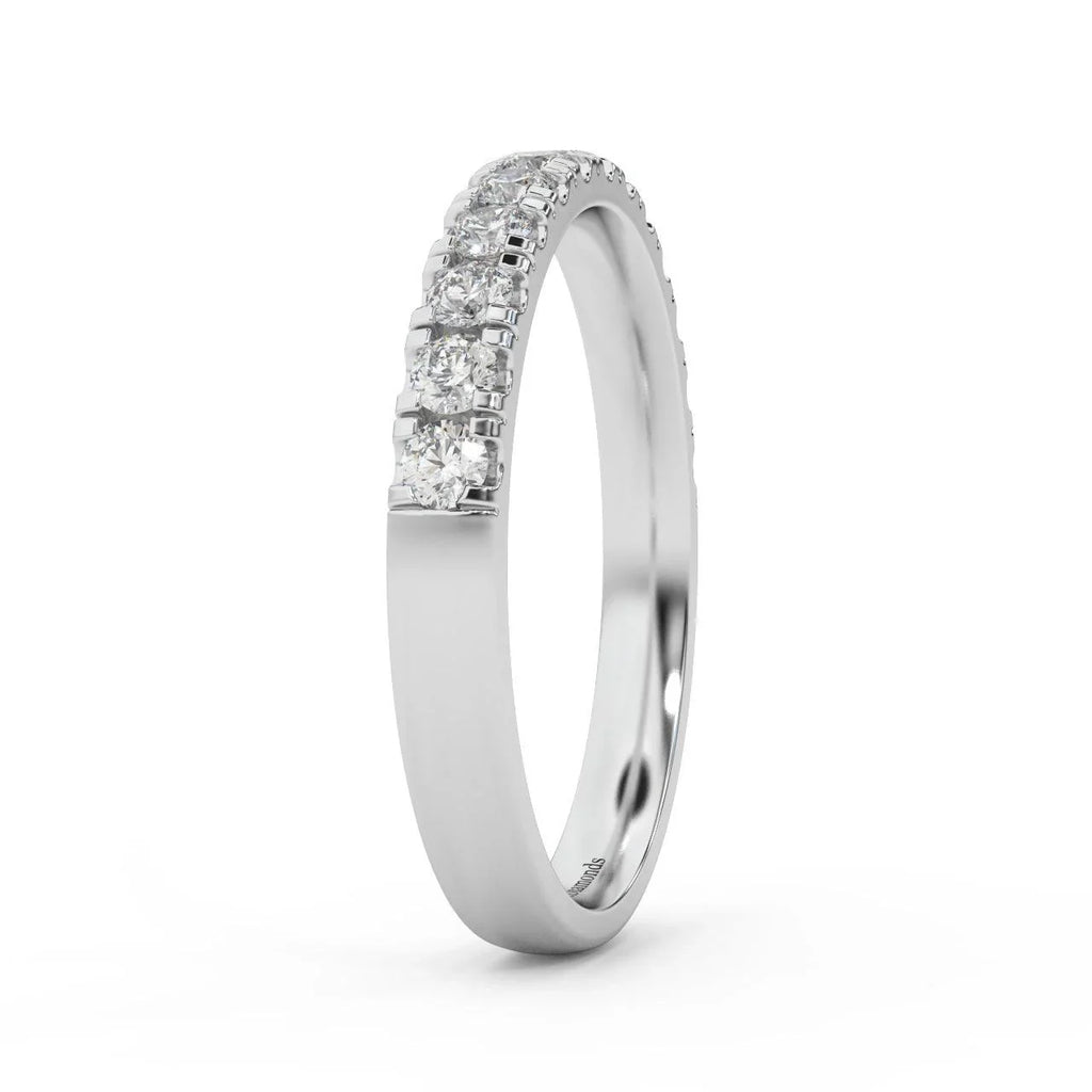 Clearance ! Platinum D/VS Round Diamond Micro Pave Set Half Eternity Ring 1.6mm - 2.5mm