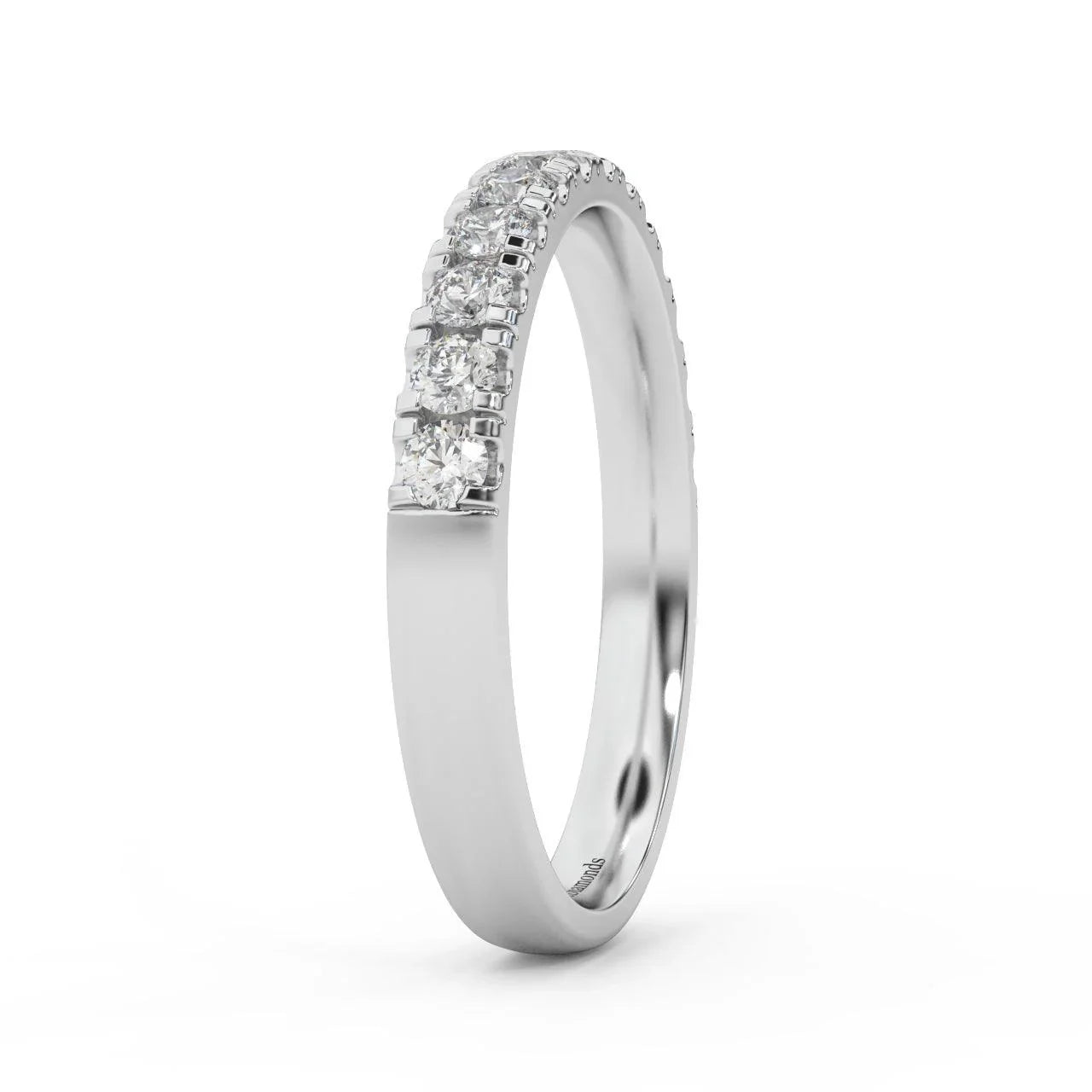 Clearance ! Platinum D/VS Round Diamond Micro Pave Set Half Eternity Ring 1.6mm - 2.5mm
