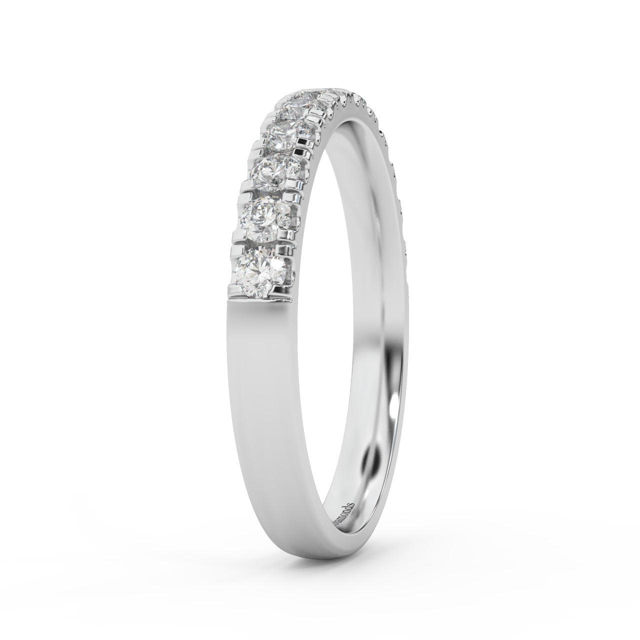 Clearance ! Platinum D/VS Round Diamond Micro Pave Set Half Eternity Ring 1.6mm - 2.5mm