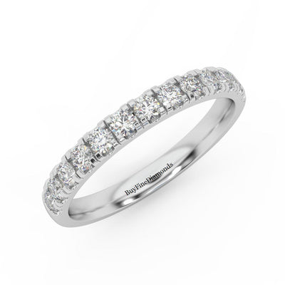 Clearance ! Platinum D/VS Round Diamond Micro Pave Set Half Eternity Ring 1.6mm - 2.5mm