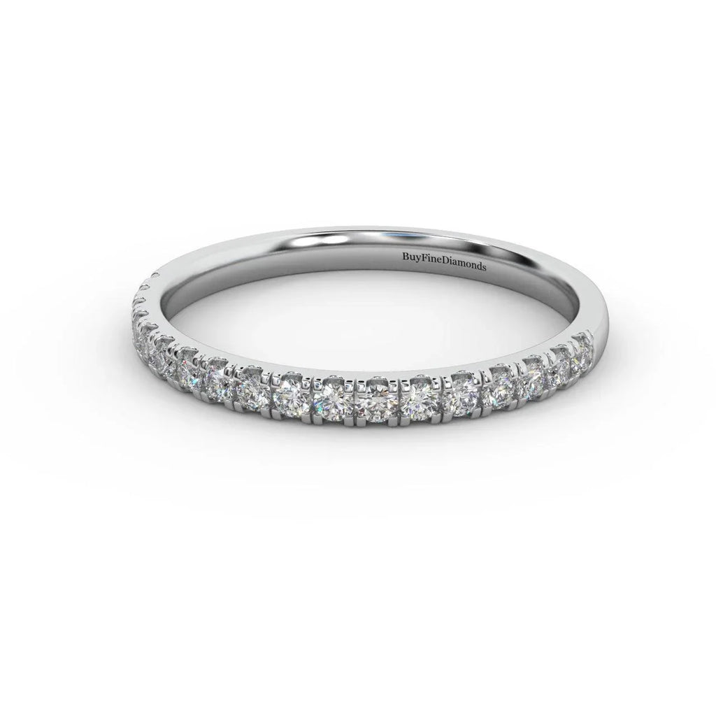 £500 1/4ct Round Diamond Micro Pave Set Half Eternity Ring in White, Yellow, Rose Gold - Amada Diamonds