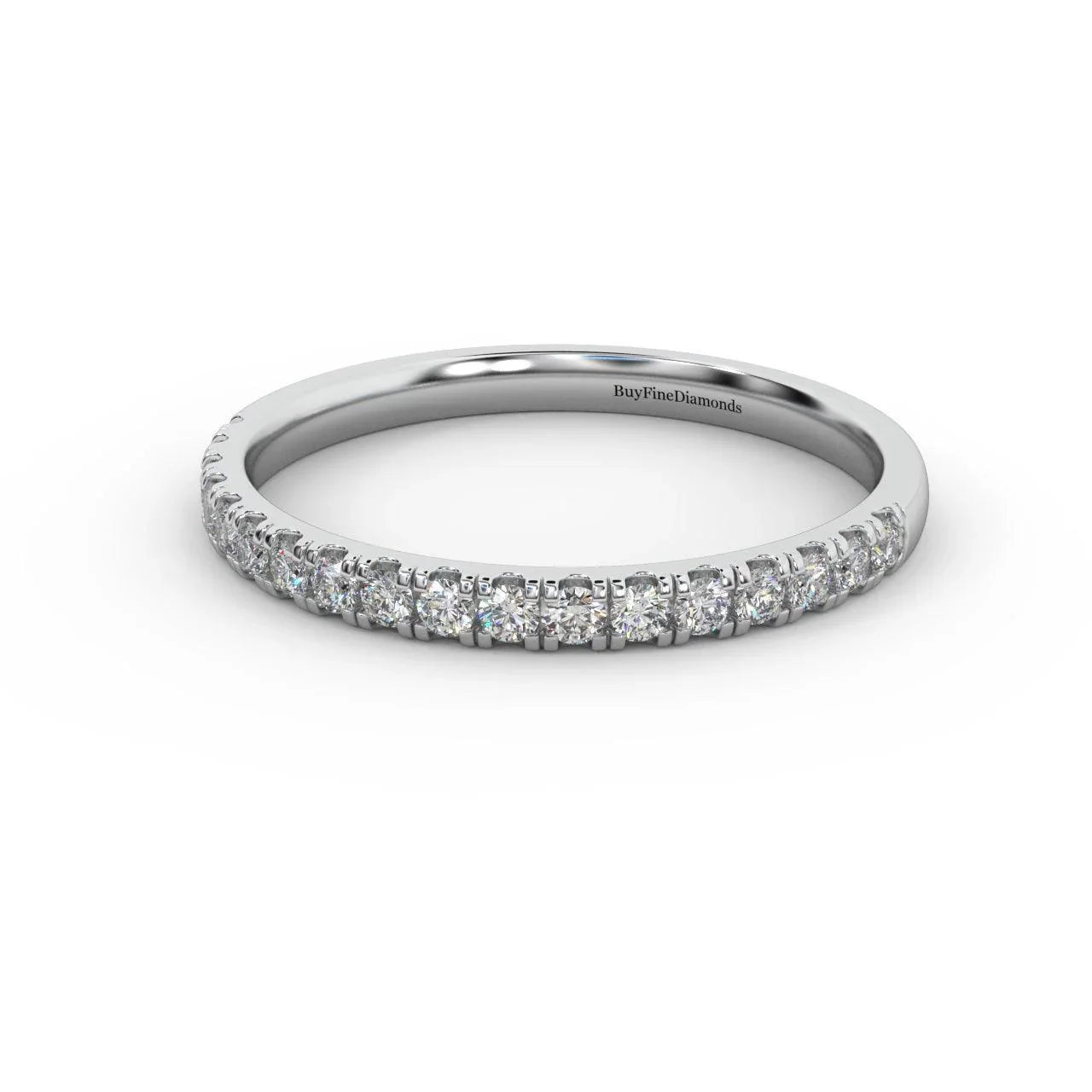 £500 1/4ct Round Diamond Micro Pave Set Half Eternity Ring in White, Yellow, Rose Gold - Amada Diamonds