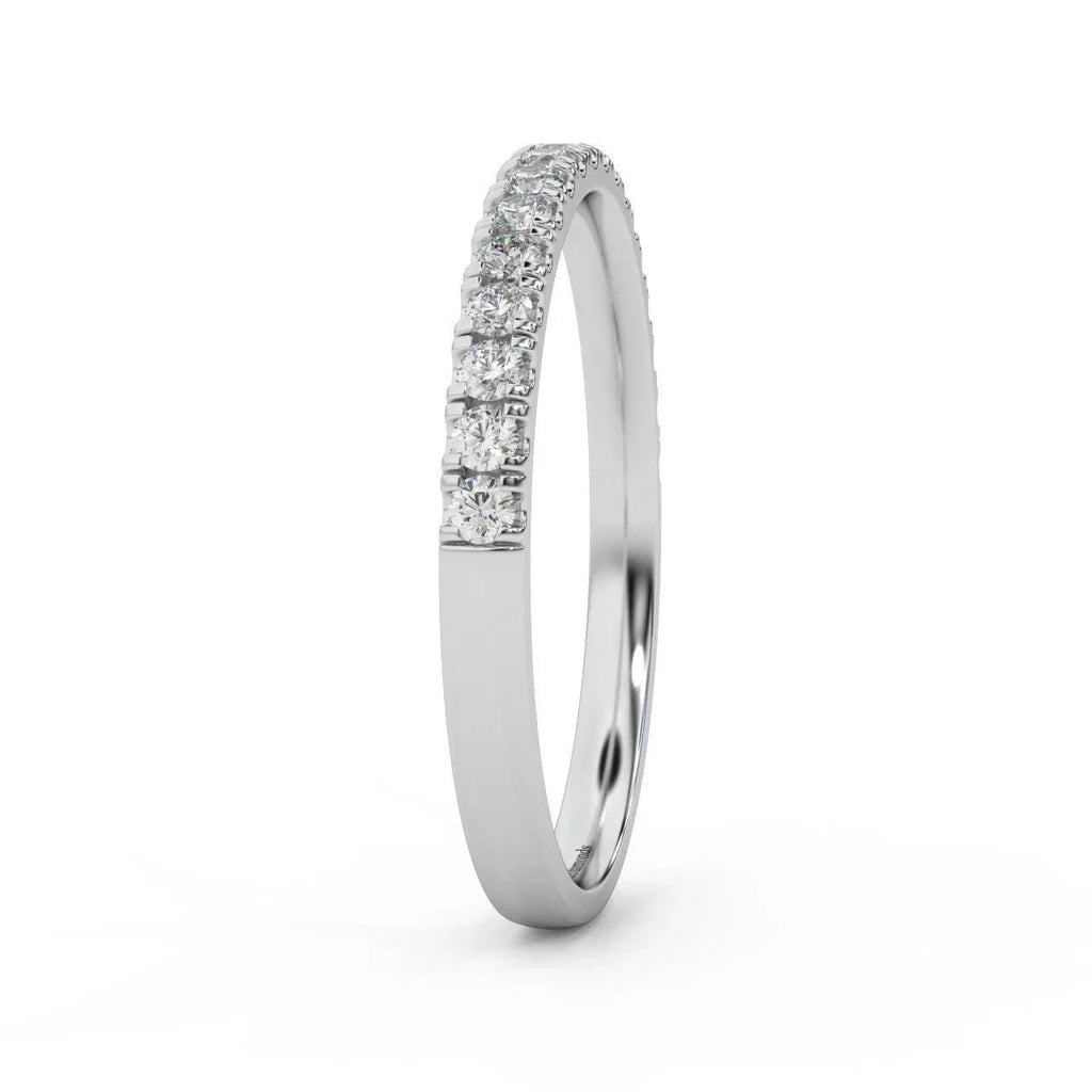 £500 1/4ct Round Diamond Micro Pave Set Half Eternity Ring in White, Yellow, Rose Gold - Amada Diamonds
