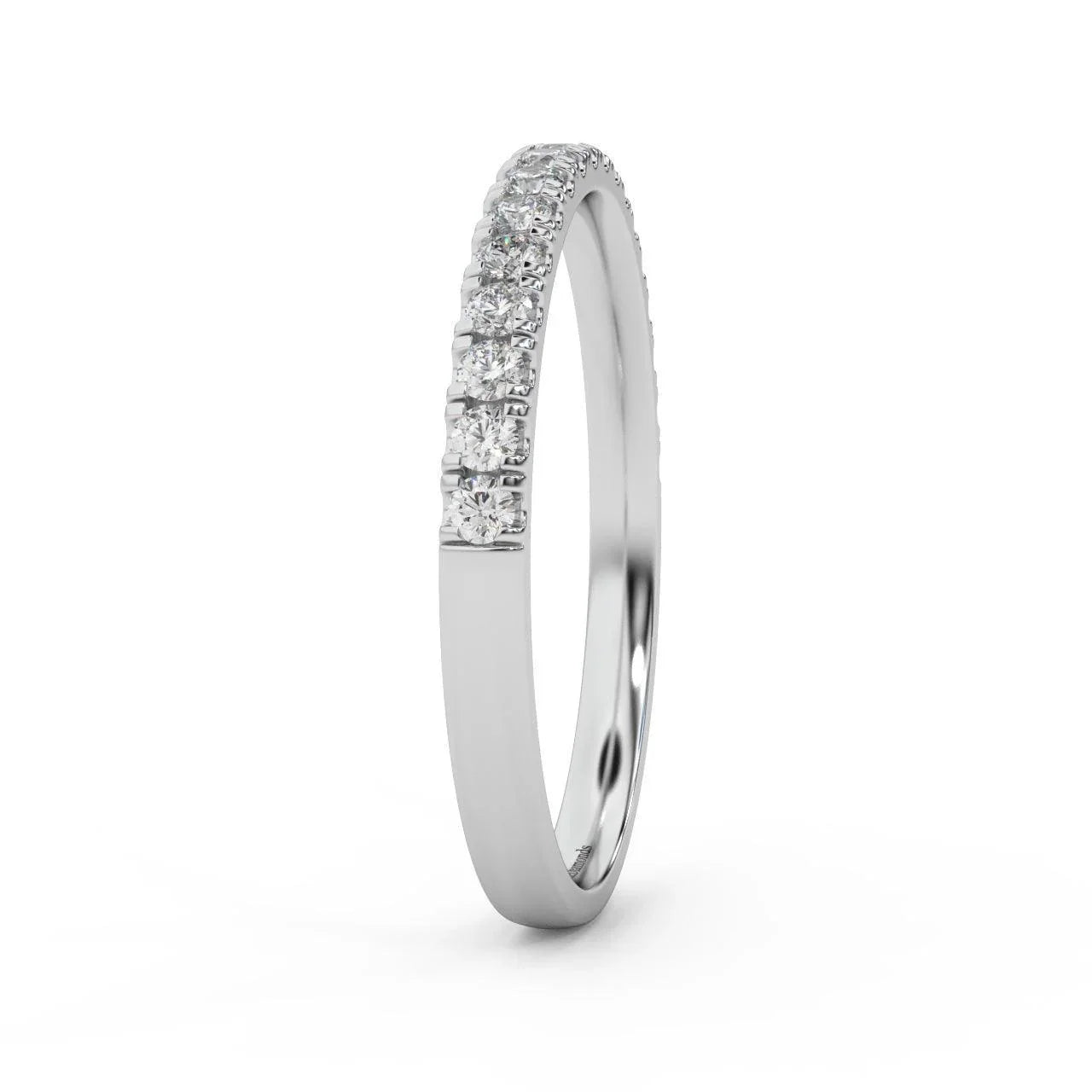 £500 1/4ct Round Diamond Micro Pave Set Half Eternity Ring in White, Yellow, Rose Gold - Amada Diamonds