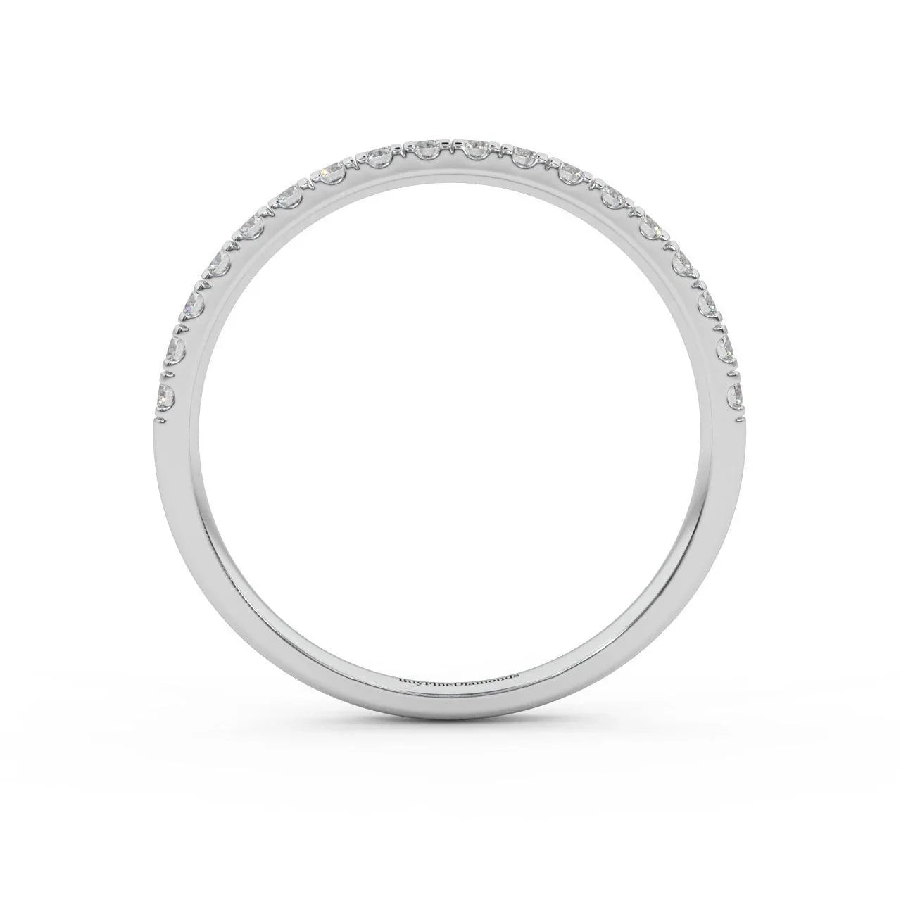 £500 1/4ct Round Diamond Micro Pave Set Half Eternity Ring in White, Yellow, Rose Gold - Amada Diamonds