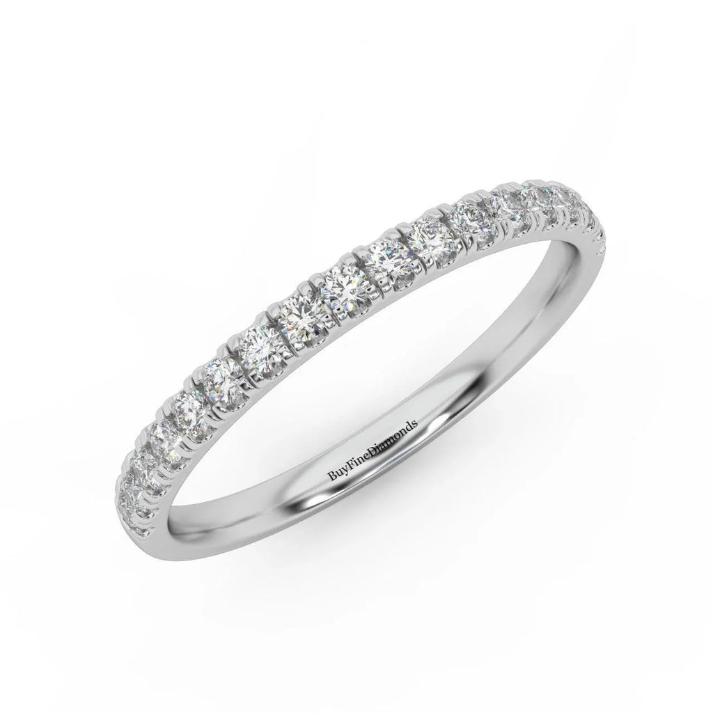 £500 1/4ct Round Diamond Micro Pave Set Half Eternity Ring in White, Yellow, Rose Gold - Amada Diamonds