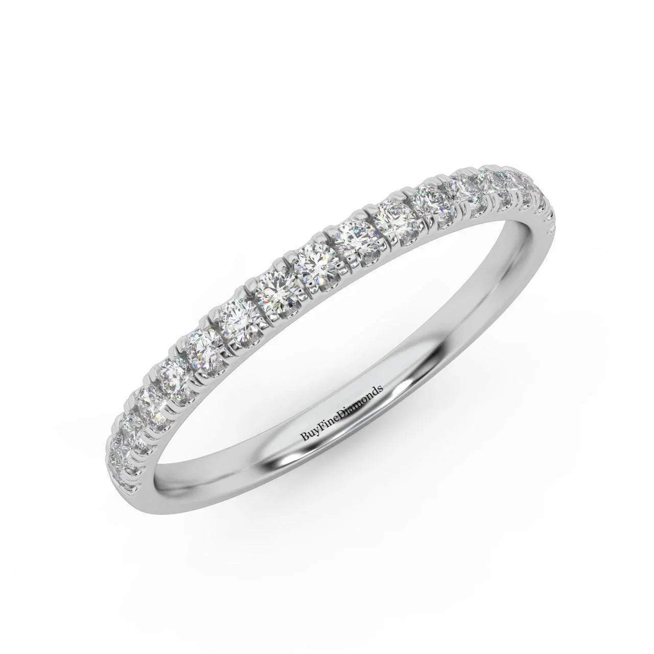 £500 1/4ct Round Diamond Micro Pave Set Half Eternity Ring in White, Yellow, Rose Gold - Amada Diamonds