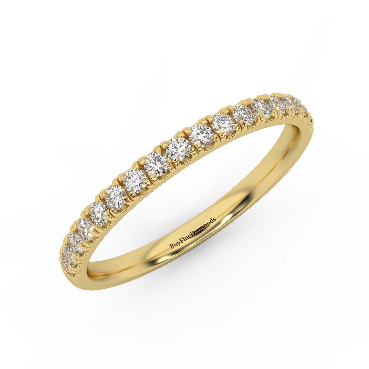 £500 1/4ct Round Diamond Micro Pave Set Half Eternity Ring in White, Yellow, Rose Gold - Amada Diamonds