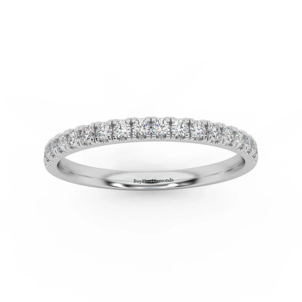 £500 1/4ct Round Diamond Micro Pave Set Half Eternity Ring in White, Yellow, Rose Gold - Amada Diamonds