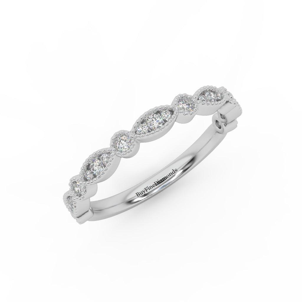 Petite Lab Grown Diamond Milgrain Stacking Wedding Band Ring - 0.33 Carat