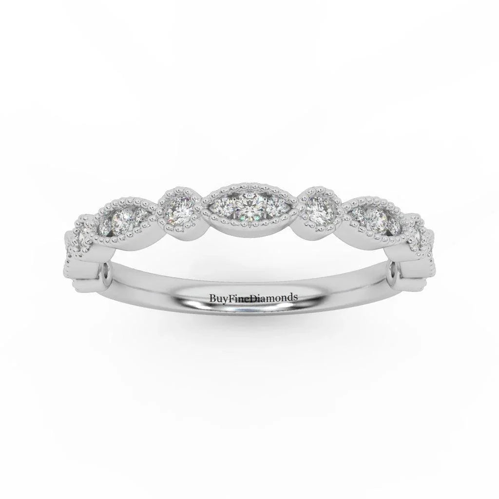 Petite Lab Grown Diamond Milgrain Stacking Wedding Band Ring - 0.33 Carat